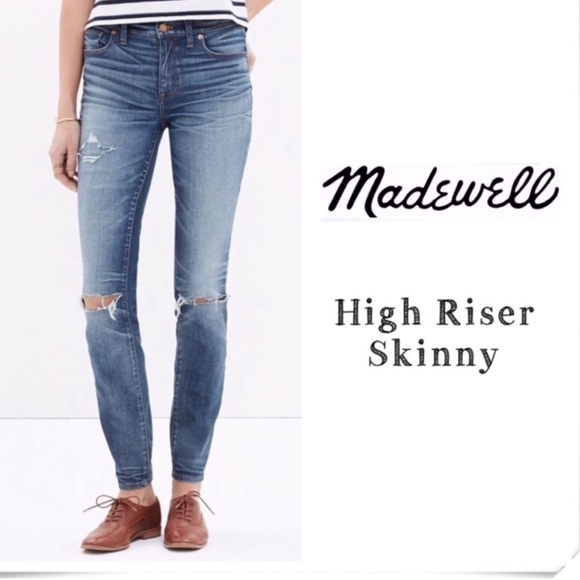 Madewell Women’s 30 “High Riser Skinny” Blue Denim Distressed Jeans - Picture 13 of 13